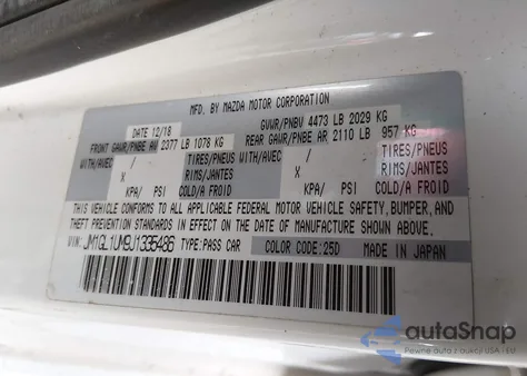 2018 Mazda Mazda6 Sport from USA, damaged, VIN JM1GL1UM9J1335486